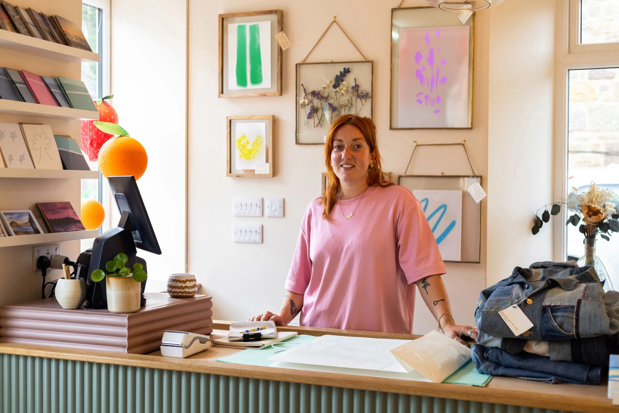 Small business owner featured in a branding photography session